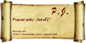 Poparadu Jenő névjegykártya